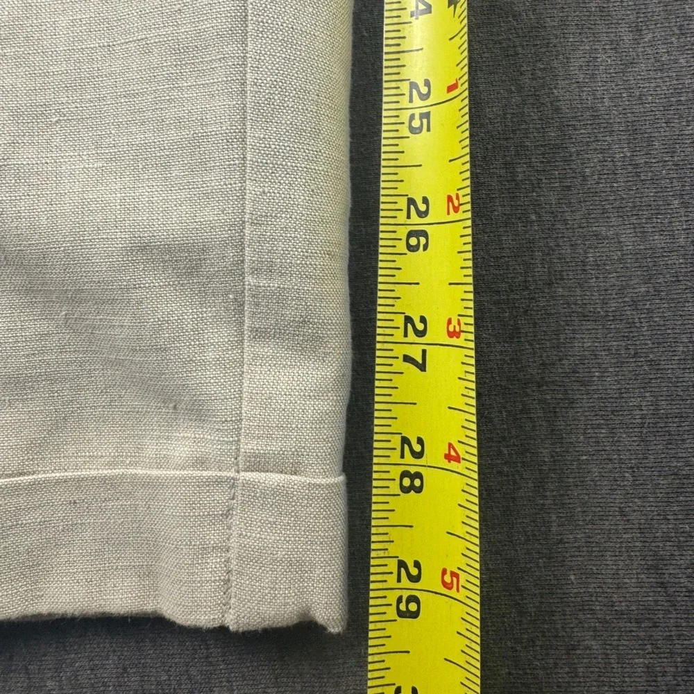 Perry Ellis Mens 36x30 Linen Cotton Blend Pleated Cuffed Trousers Beige Oatmeal
